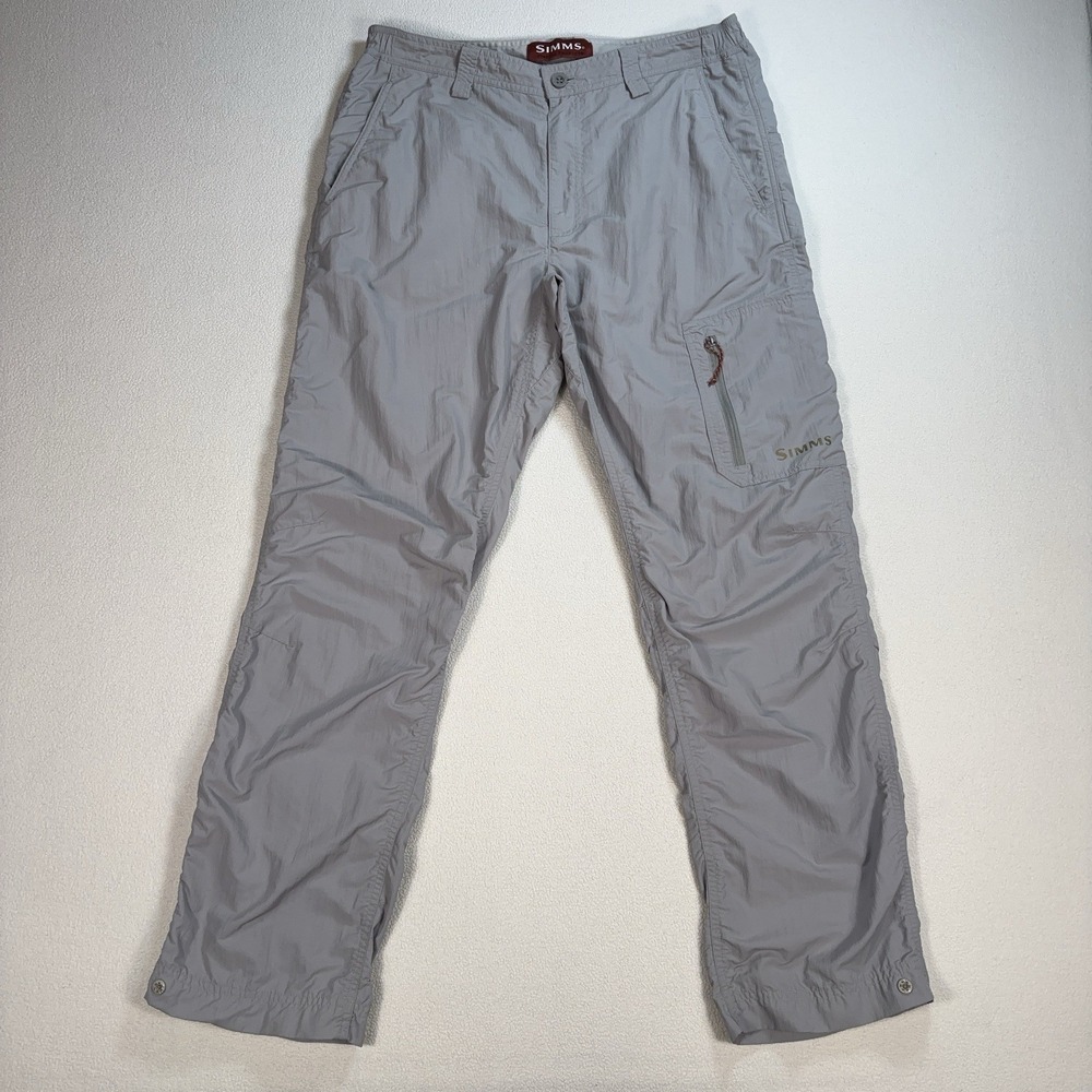 Simms Lightweight COR3 Fishing Pants Men's M Light Gray Zip Pockets Outdoor